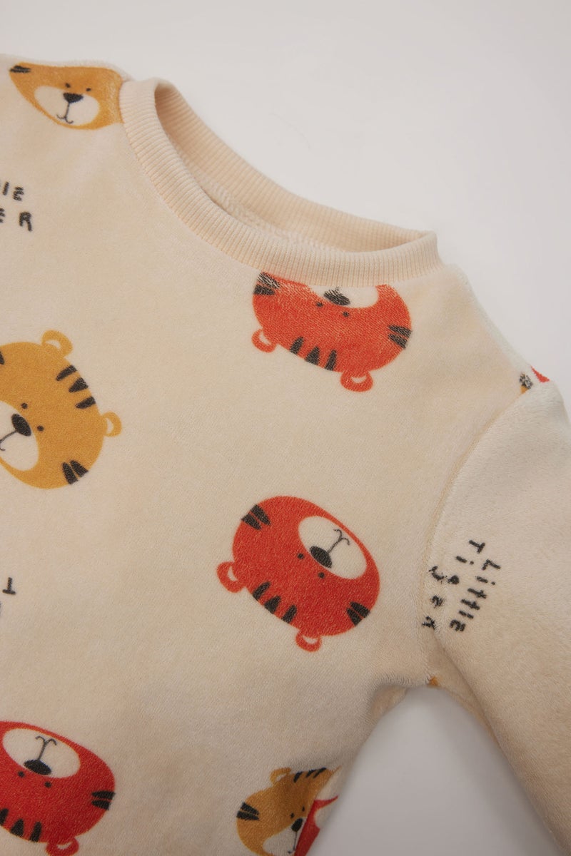 ديفاكتو طقم بيجاما بيبي اولادي قطيفة قصة عادية - قطعتين - Image 3